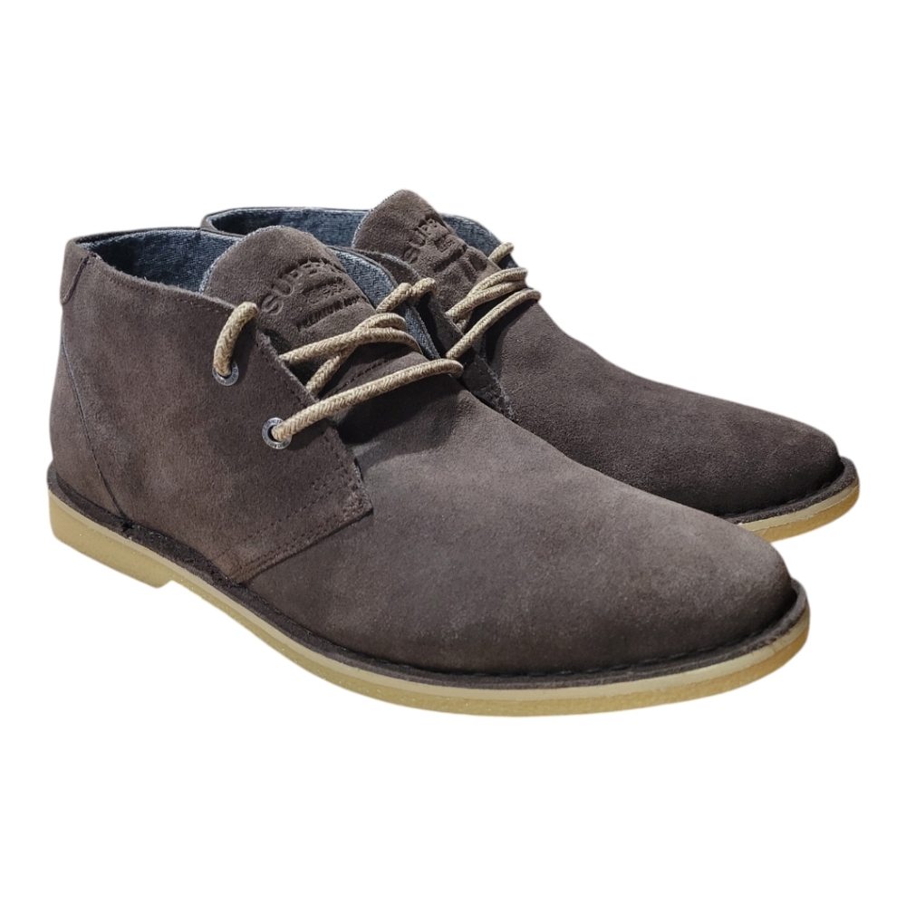 Superdry‎ Men's Brown Leather Ankle Chukka Boots Size 13 Lace Up Casual Booties